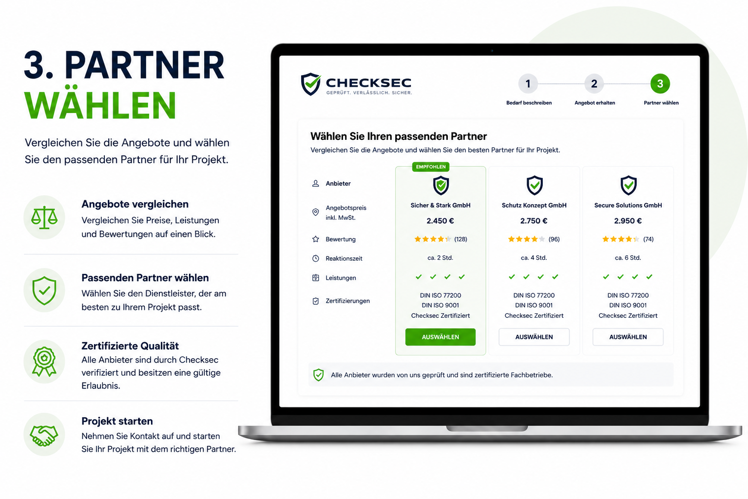 Schritt 3: Partner w&auml;hlen &ndash; Angebote vergleichen und den passenden Sicherheitspartner ausw&auml;hlen